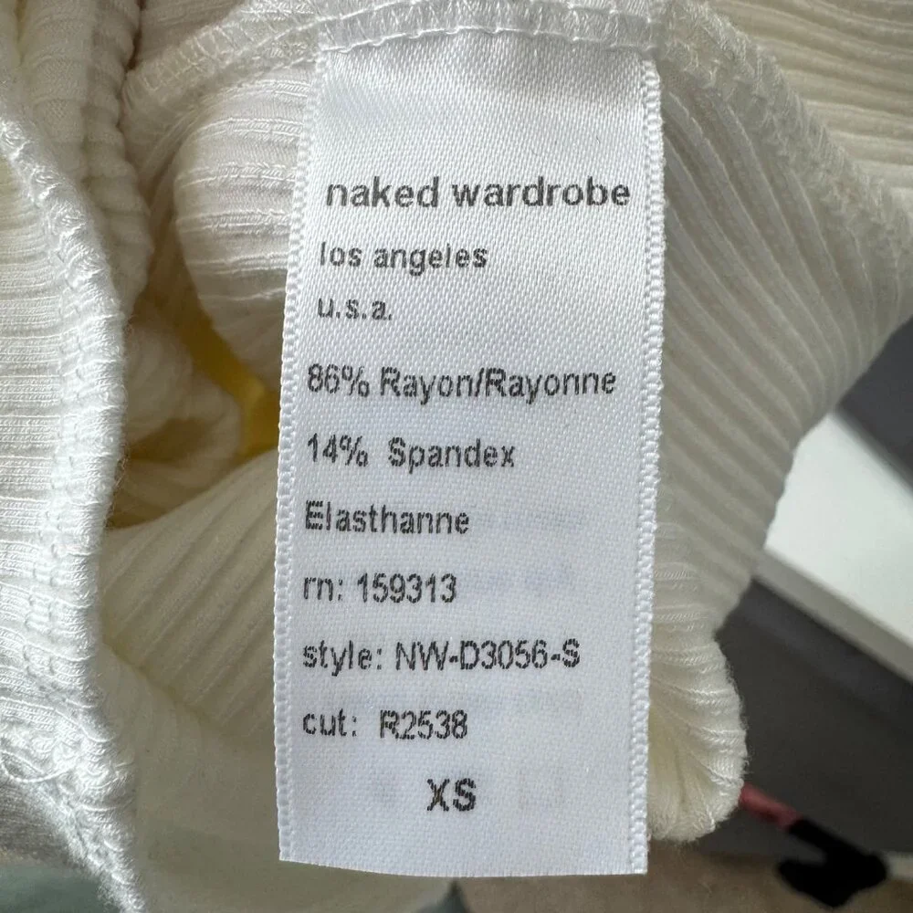 NAKED WARDROBE white ribbed halter mini dress size XS - Picture 7 of 7